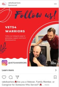 Vets4Warriors Instagram promotion