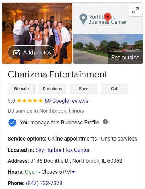 Charizma Entertainment Google Business